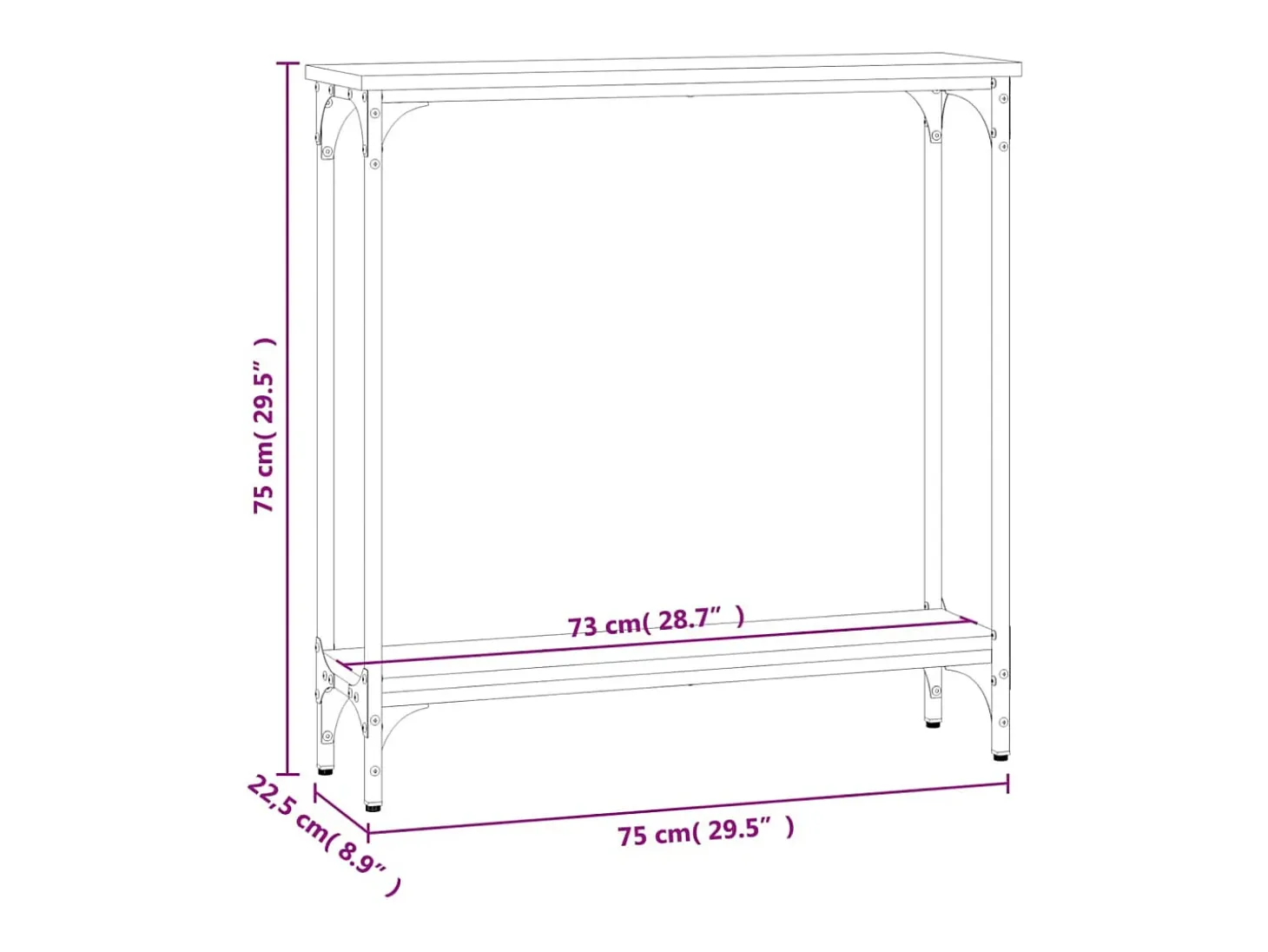 Mesa consola madera de ingeniería roble Sonoma 75x22,5x75 cm