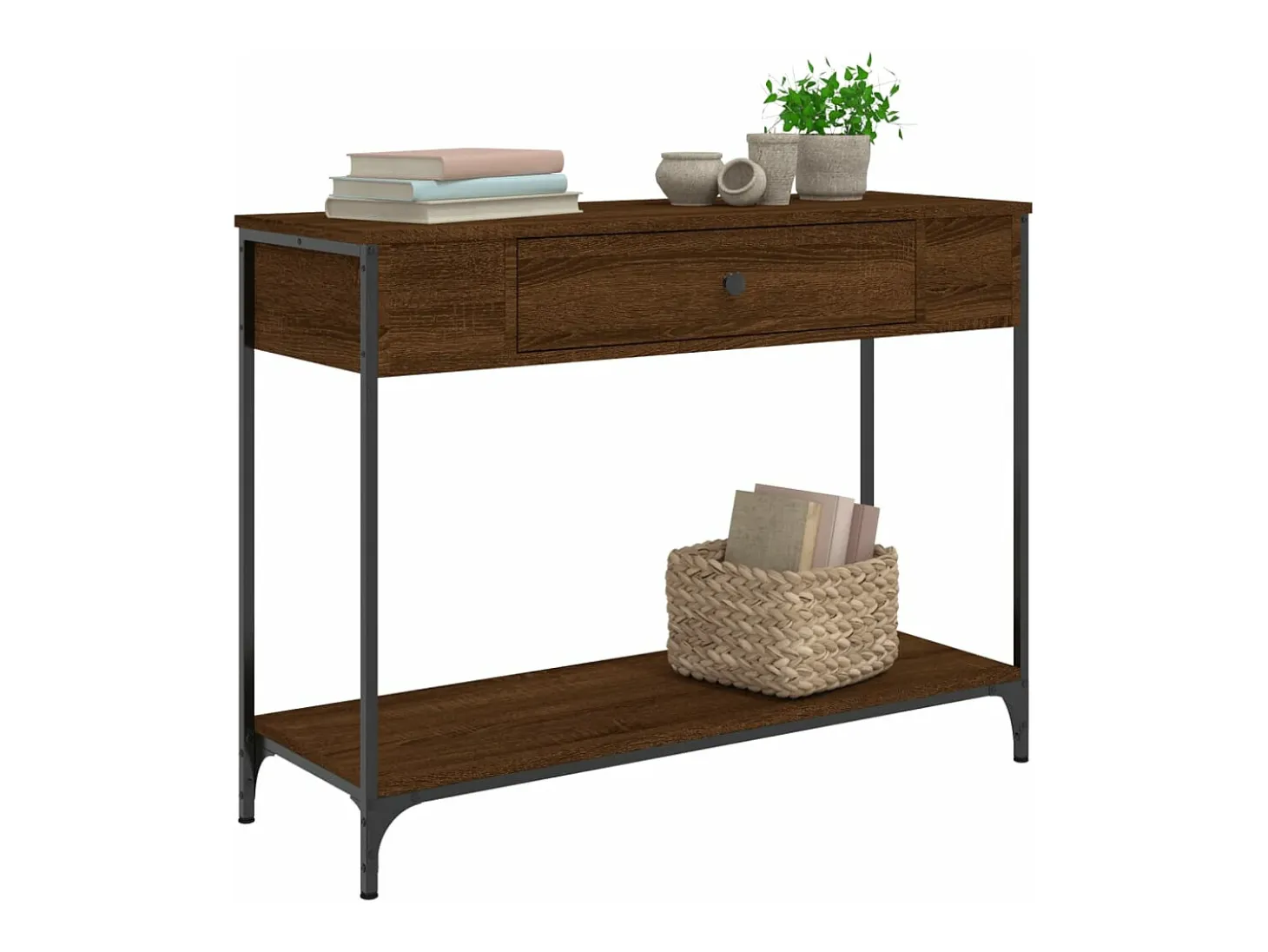 Mesa consola madera de ingeniería marrón roble 100x34,5x75 cm