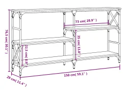 Mesa consola madera de ingeniería roble Sonoma 150x29x76,5 cm