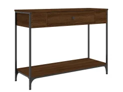 Mesa consola madera de ingeniería marrón roble 100x34,5x75 cm ES109170
