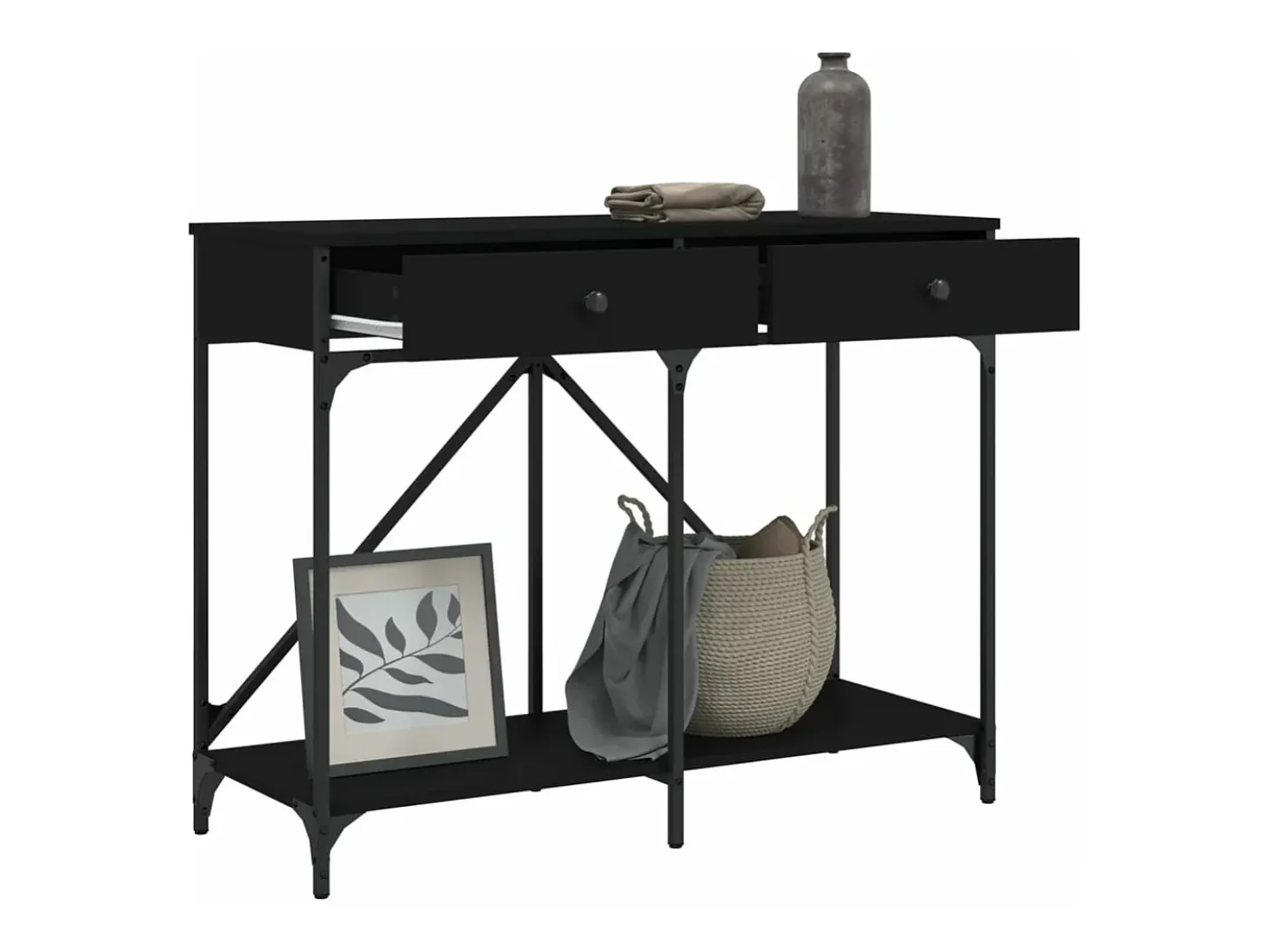 Mesa consola madera de ingeniería negra 100x39x78,5 cm