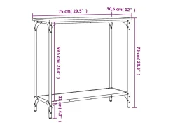 Mesa consola madera de ingeniería negro 75x30,5x75 cm