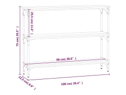 Mesa consola madera de ingeniería roble ahumado 100x22,5x75 cm