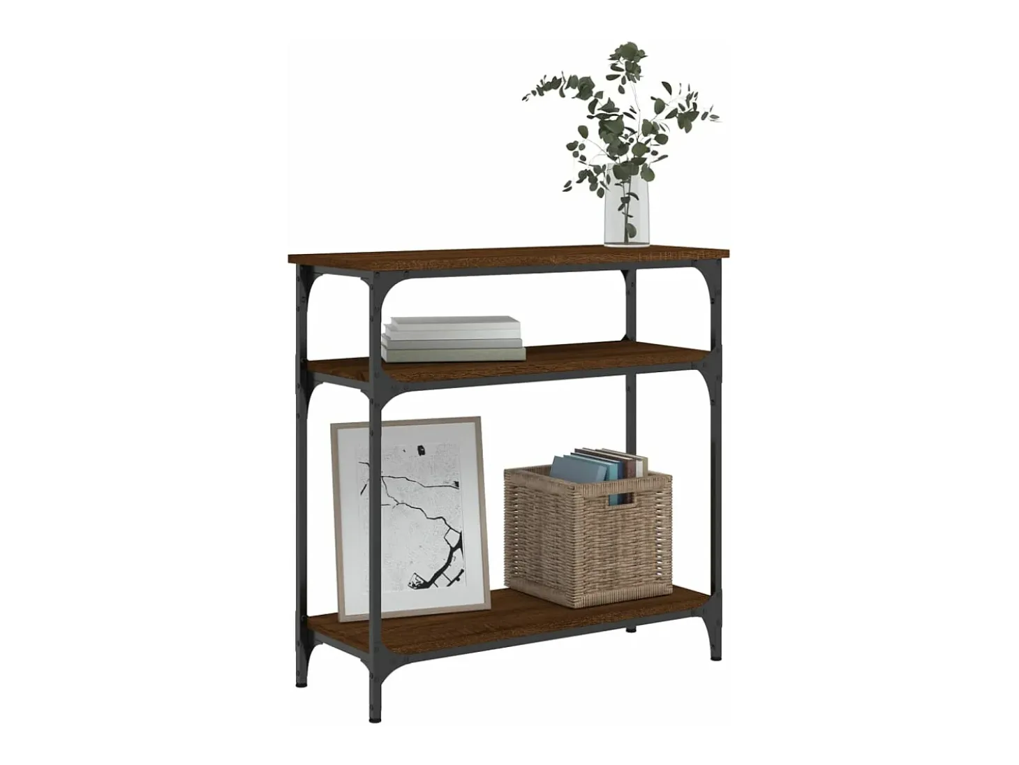 Mesa consola madera de ingeniería marrón roble 75x29x75 cm