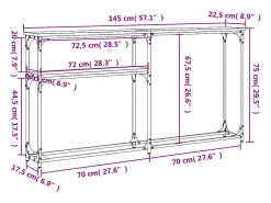 Mesa consola madera de ingeniería roble Sonoma 145x22,5x75 cm