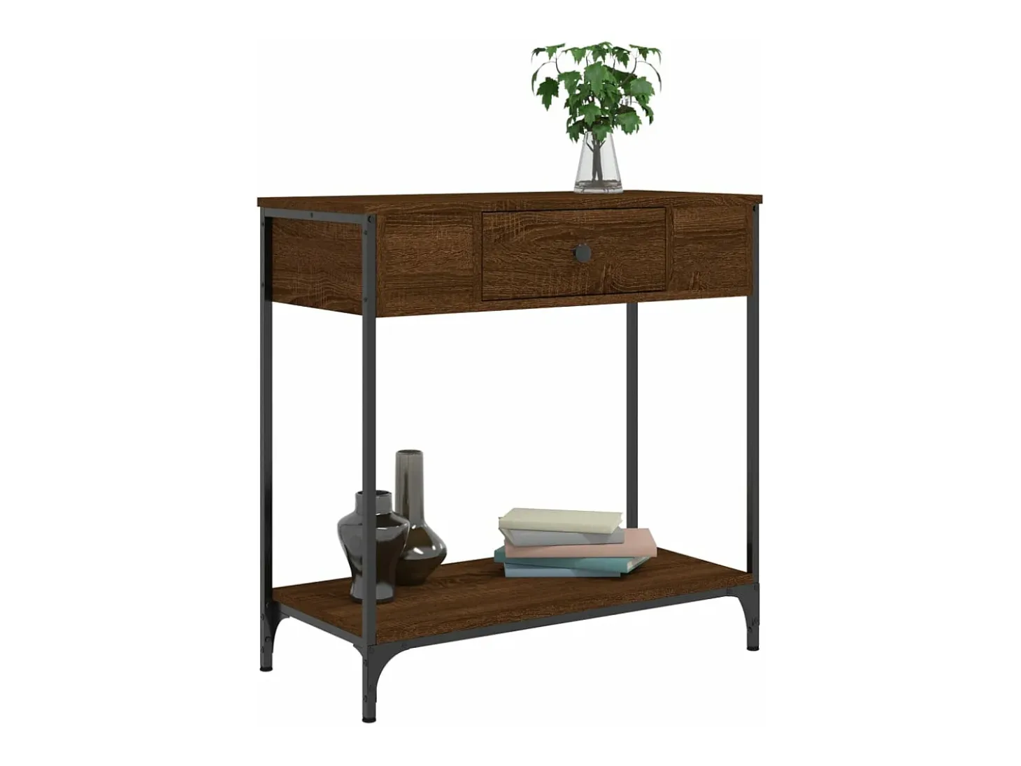 Mesa consola madera de ingeniería marrón roble 75x34,5x75 cm
