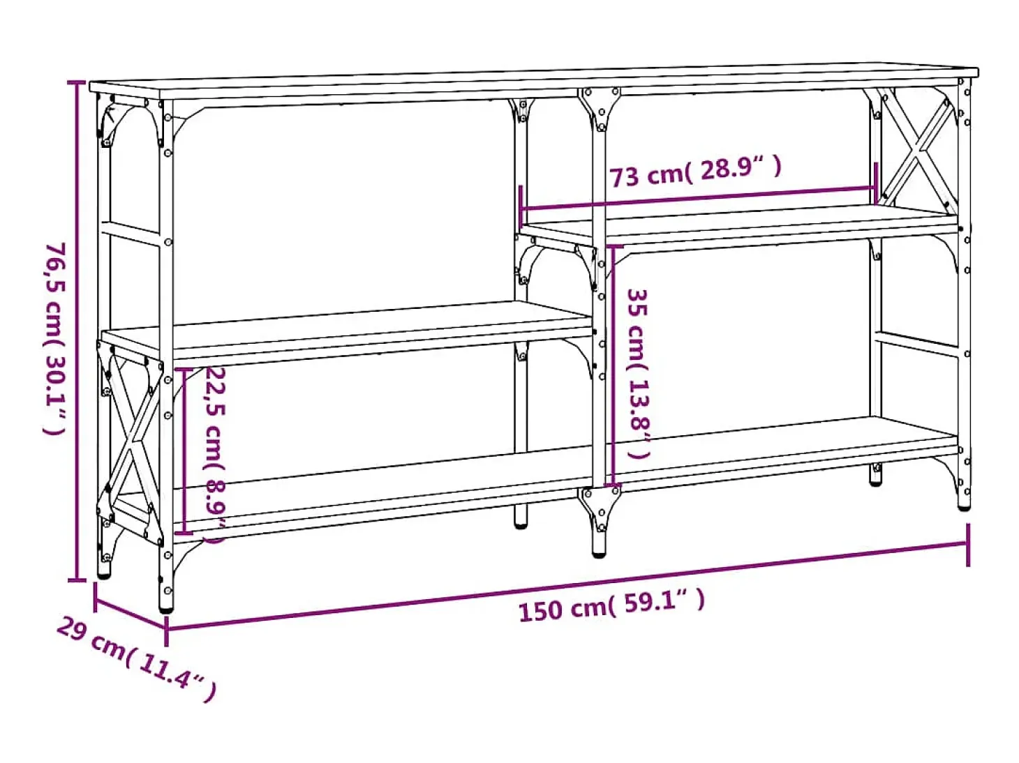 Mesa consola madera de ingeniería marrón roble 150x29x76,5 cm
