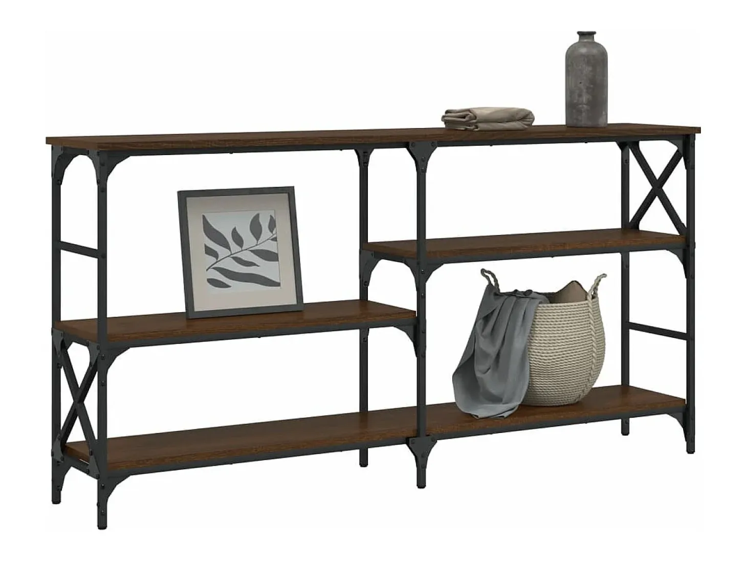 Mesa consola madera de ingeniería marrón roble 150x29x76,5 cm