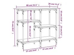 Mesa consola madera de ingeniería roble Sonoma 80x29x75 cm