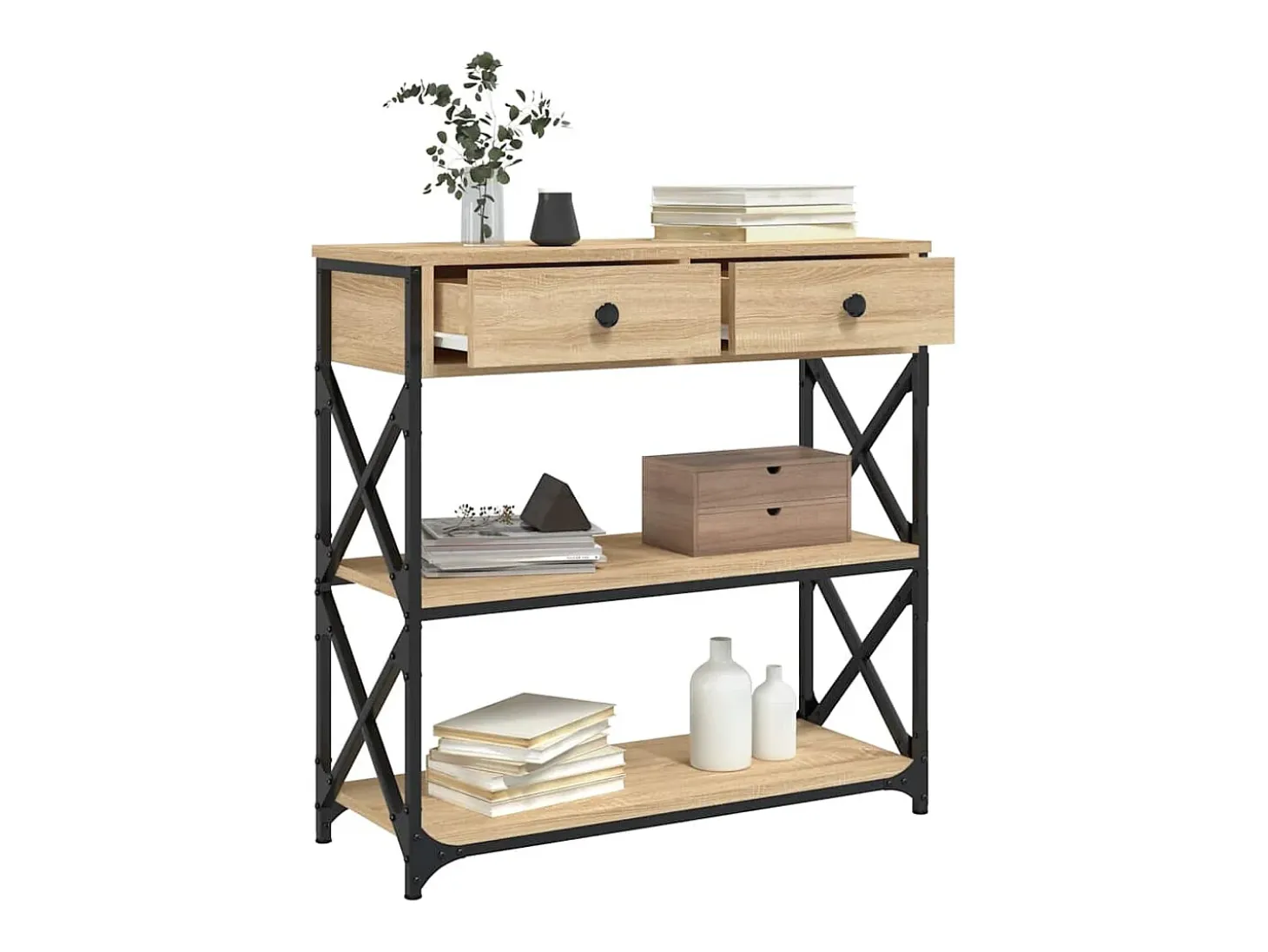 Mesa consola madera de ingeniería roble Sonoma 75x28x75 cm