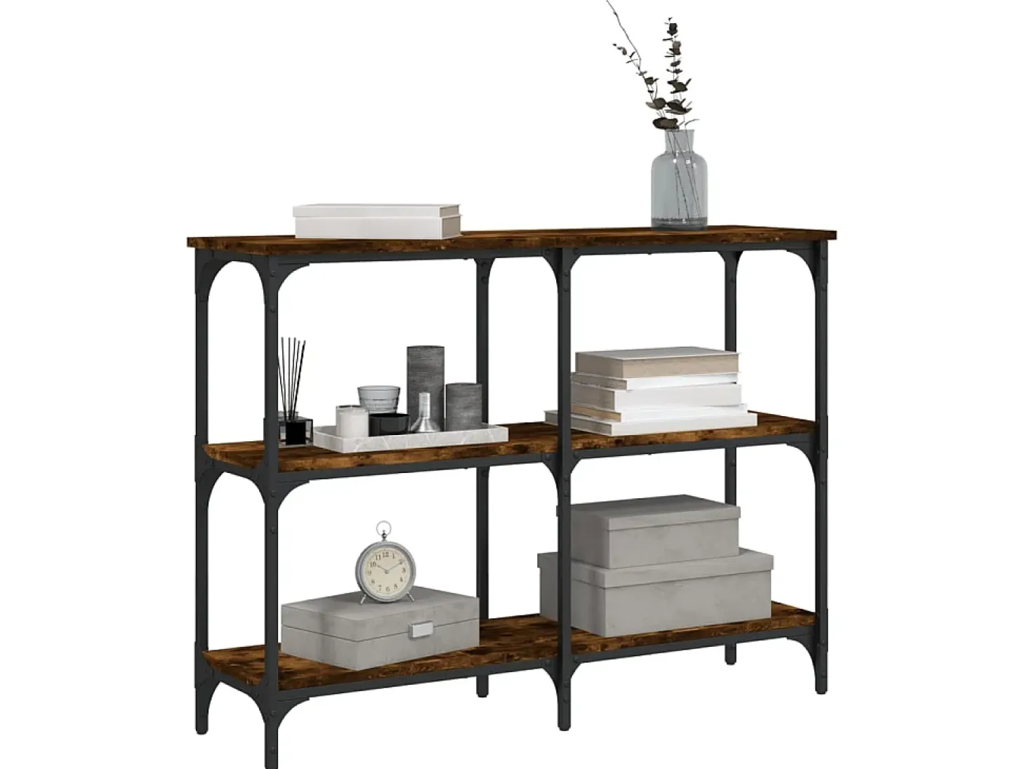 Mesa consola madera de ingeniería roble ahumado 100x29x75 cm ES929859