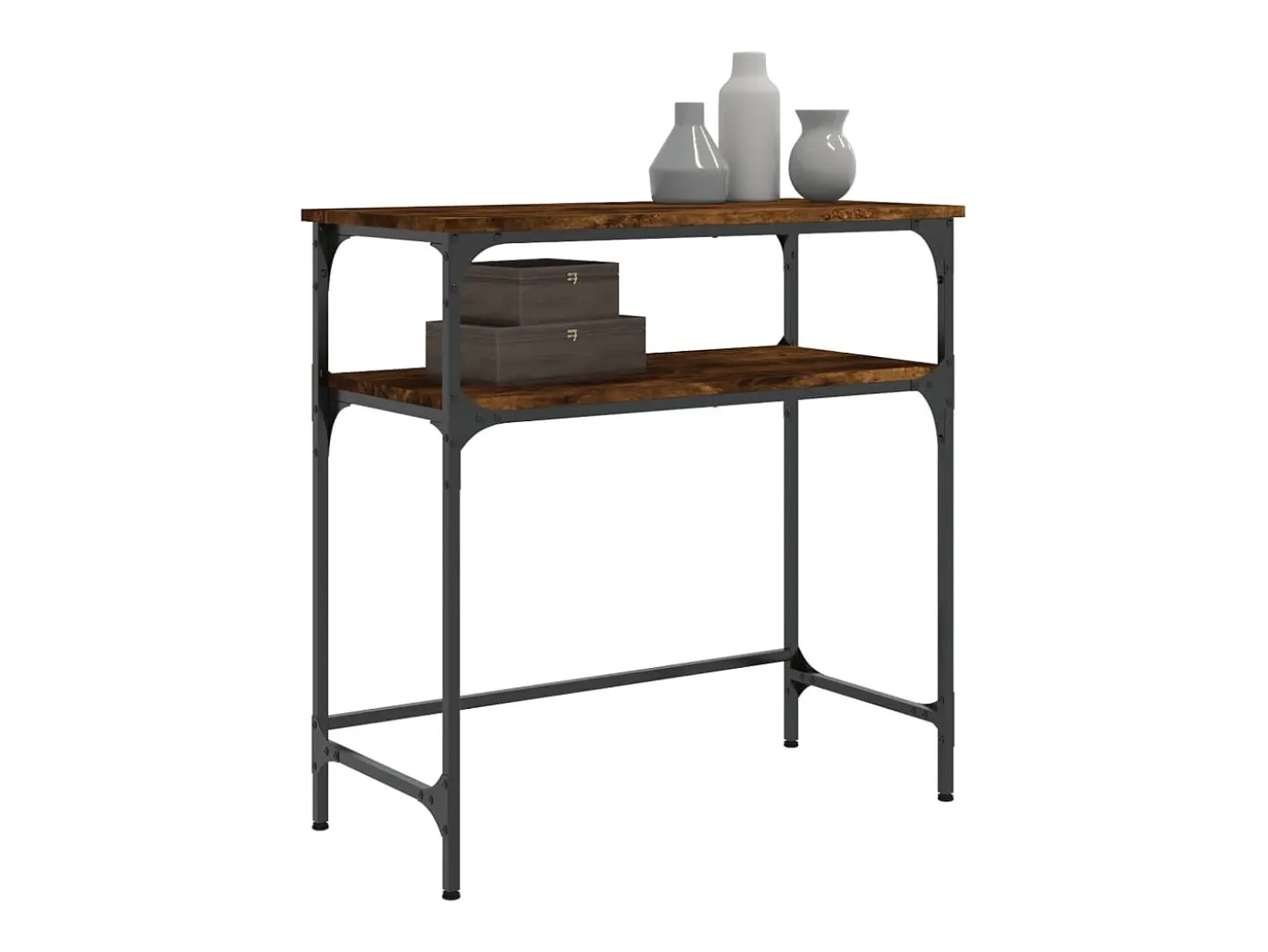 Mesa consola madera de ingeniería roble ahumado 75x35,5x75 cm