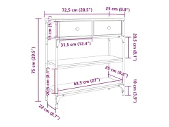 Mesa consola madera de ingeniería gris Sonoma 72,5x25x75 cm