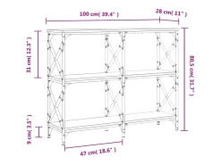 Mesa consola madera de ingeniería roble Sonoma 100x28x80,5 cm
