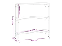 Mesa consola madera de ingeniería negra 75x22,5x75 cm