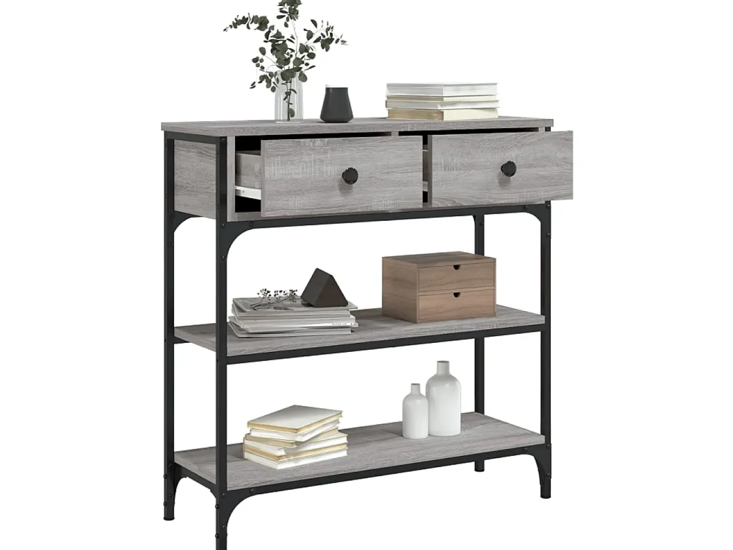 Mesa consola madera de ingeniería gris Sonoma 72,5x25x75 cm ES300222