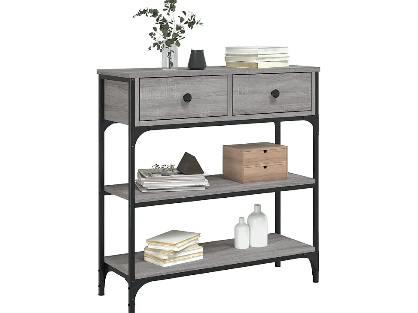 Mesa consola madera de ingeniería gris Sonoma 72,5x25x75 cm ES300222
