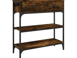 Mesa consola madera de ingeniería roble ahumado 72,5x25x75 cm ES470556