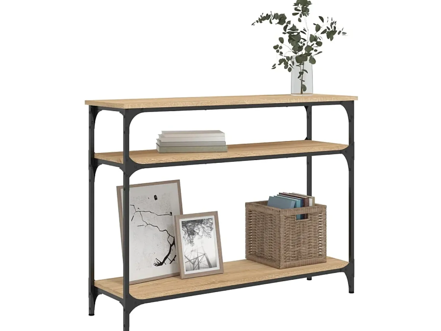 Mesa consola madera de ingeniería roble Sonoma 100x29x75 cm ES713735
