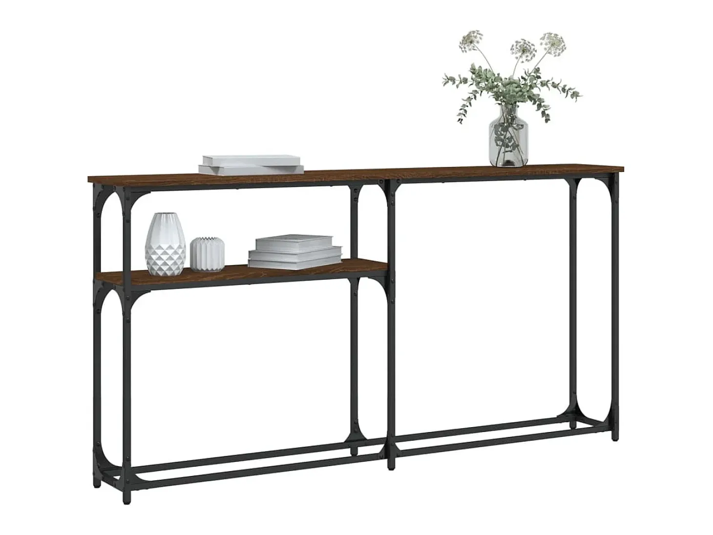 Mesa consola madera de ingeniería marrón roble 145x22,5x75 cm ES555275