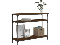 Mesa consola madera de ingeniería marrón roble 100x29x75 cm ES932740