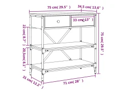 Mesa consola madera de ingeniería roble ahumado 75x34,5x75 cm