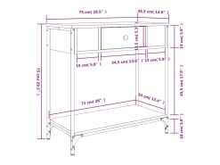 Mesa consola madera de ingeniería marrón roble 75x34,5x75 cm