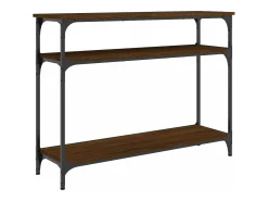 Mesa consola madera de ingeniería marrón roble 100x29x75 cm