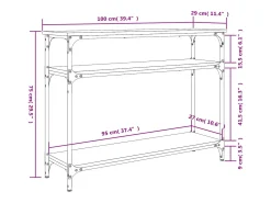 Mesa consola madera de ingeniería marrón roble 100x29x75 cm