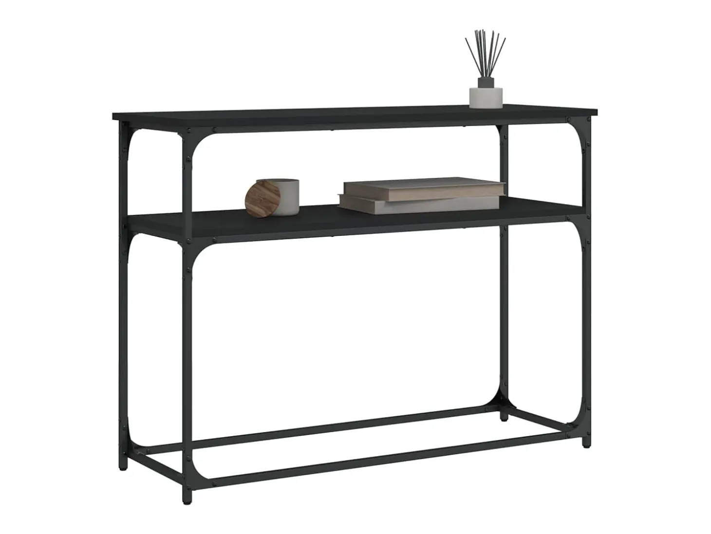 Mesa consola madera de ingeniería negra 100x35,5x75 cm