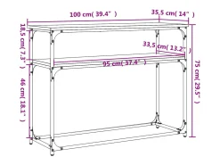 Mesa consola madera de ingeniería negra 100x35,5x75 cm