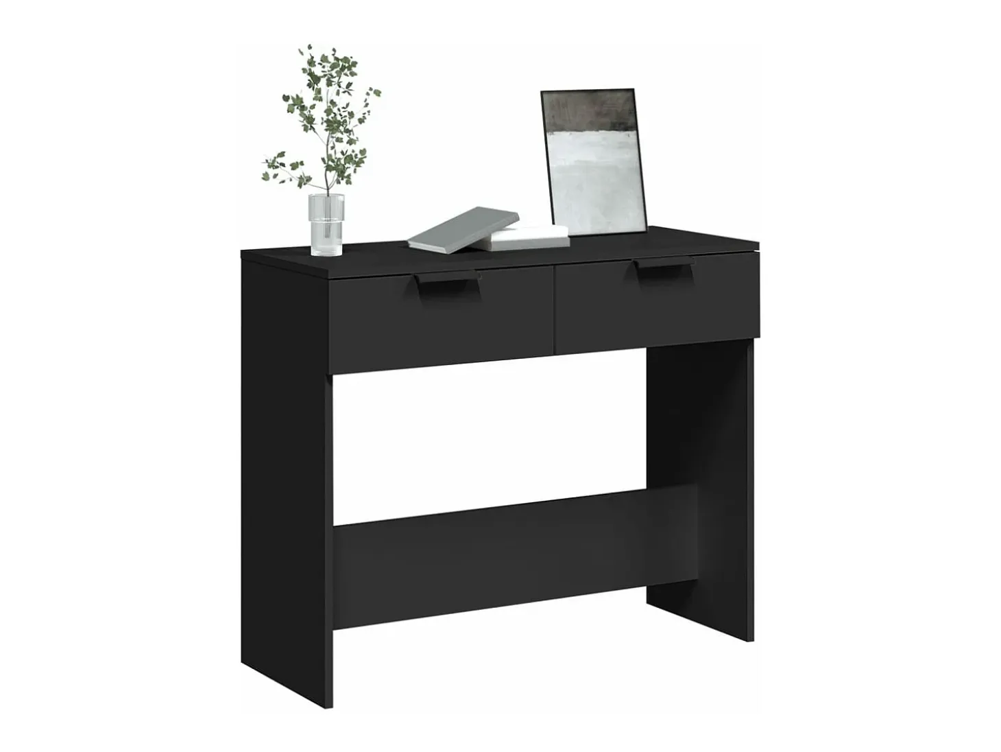 Mesa consola madera de ingeniería negro 90x36x75 cm