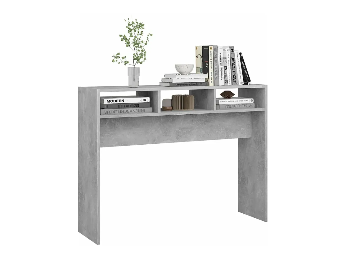 Mesa consola madera de ingeniería gris hormigón 105x30x80 cm ES866344