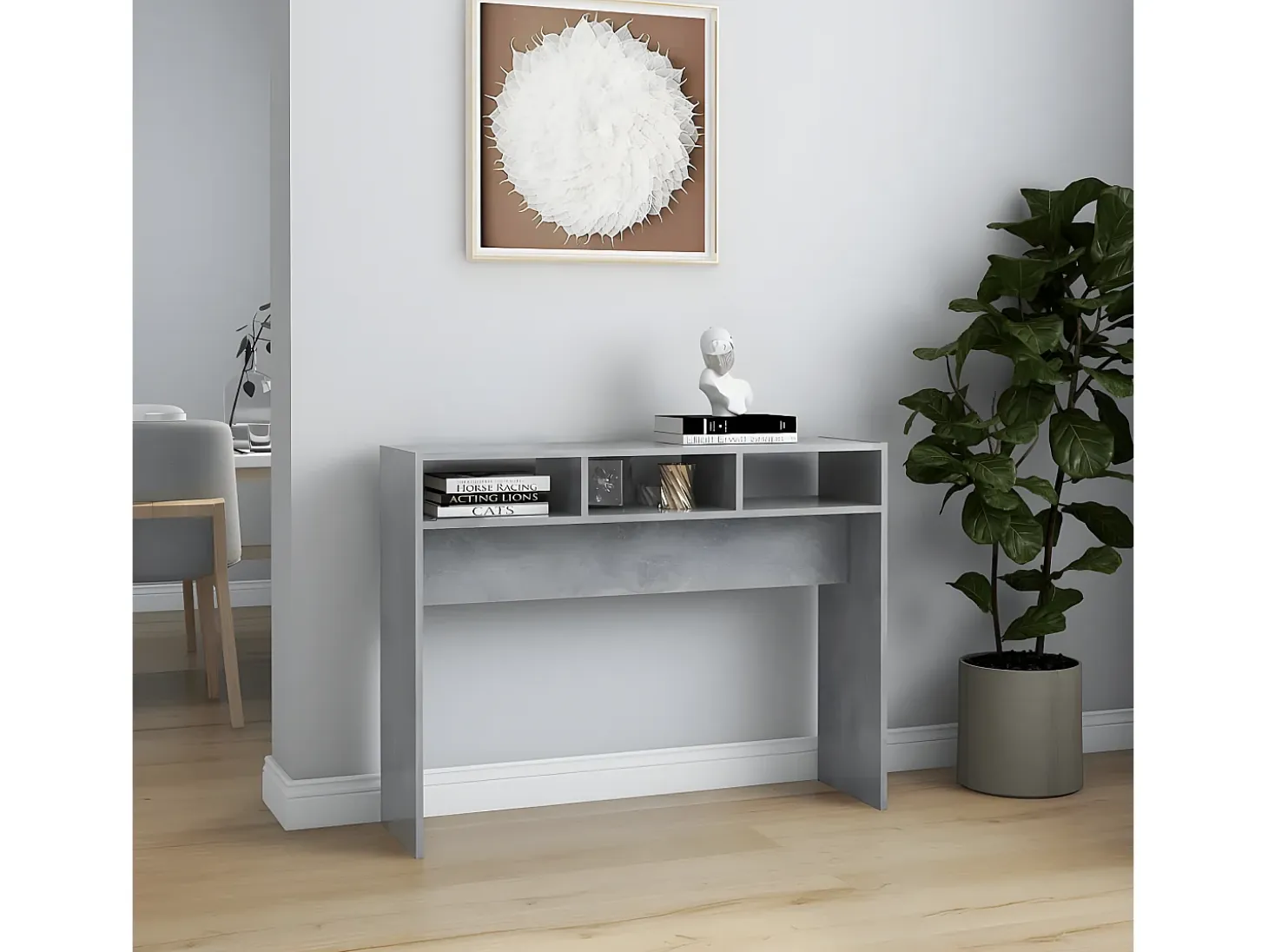 Mesa consola madera de ingeniería gris hormigón 105x30x80 cm ES866344