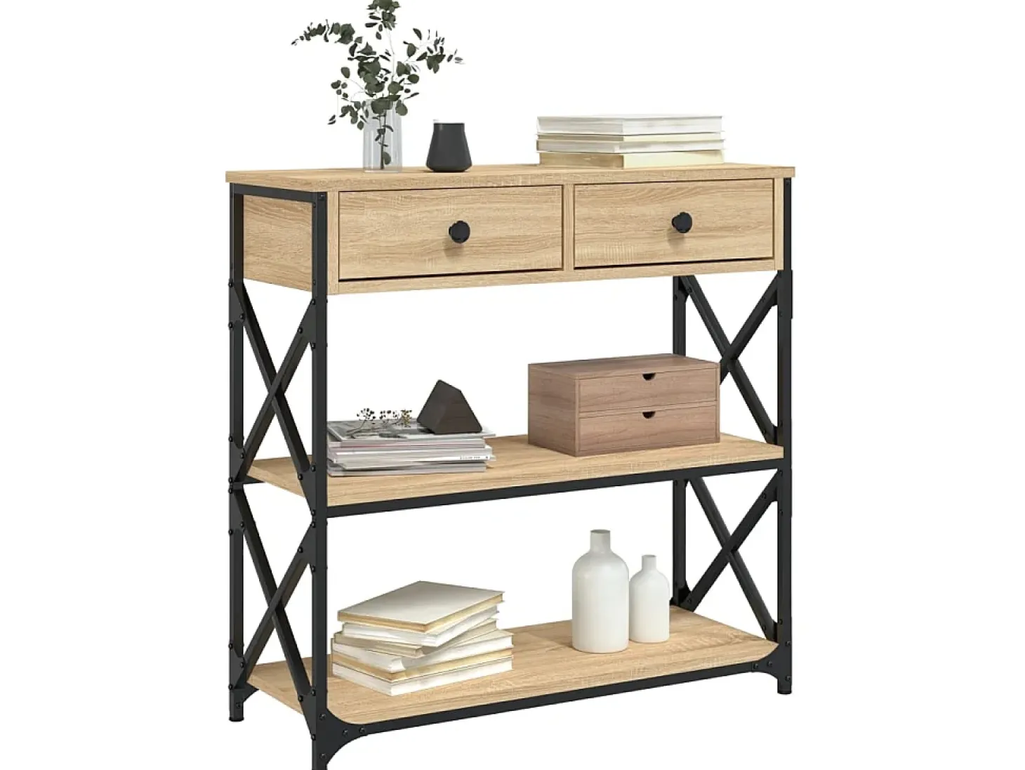 Mesa consola madera de ingeniería roble Sonoma 75x28x75 cm ES662872