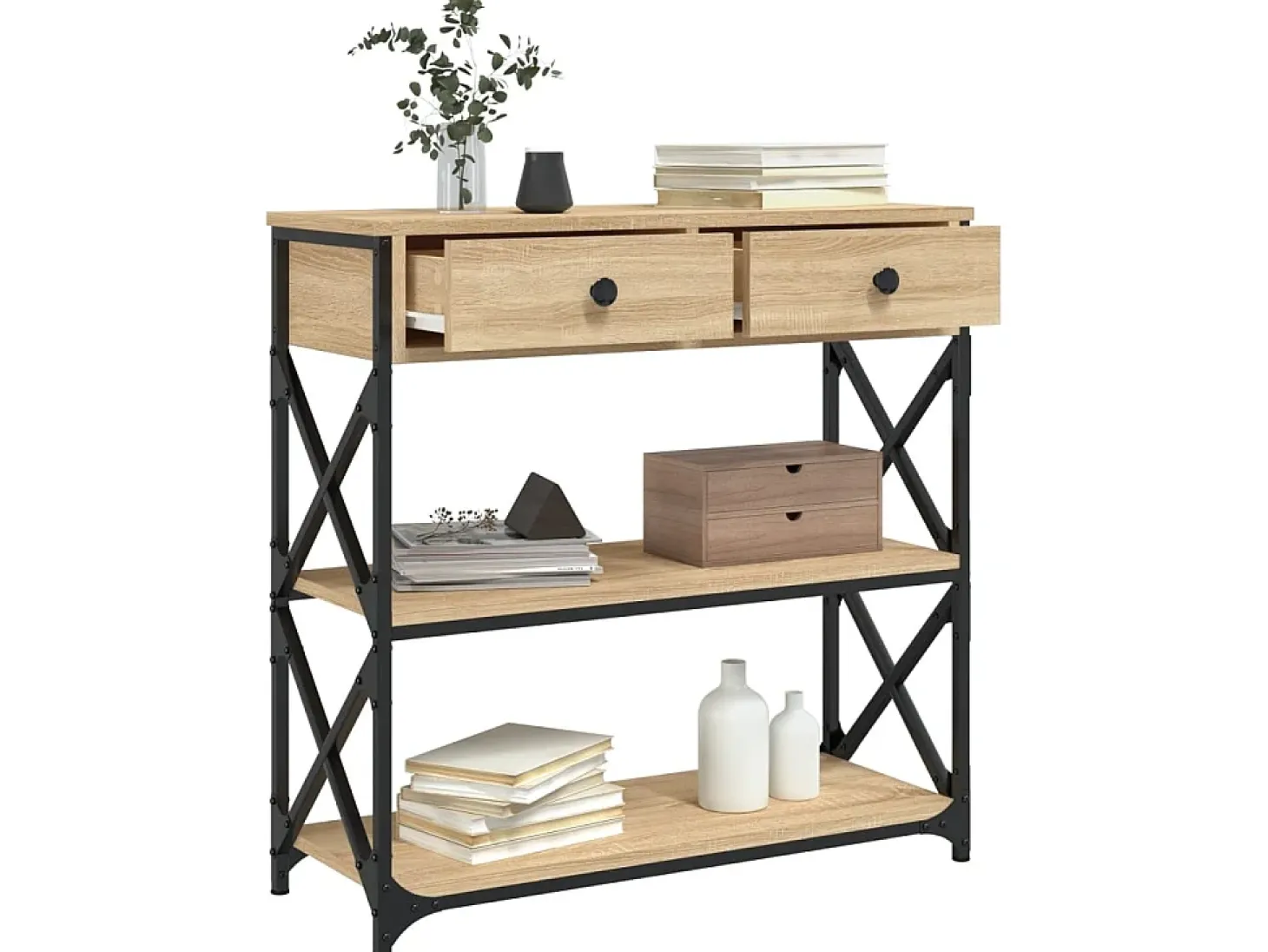 Mesa consola madera de ingeniería roble Sonoma 75x28x75 cm ES662872
