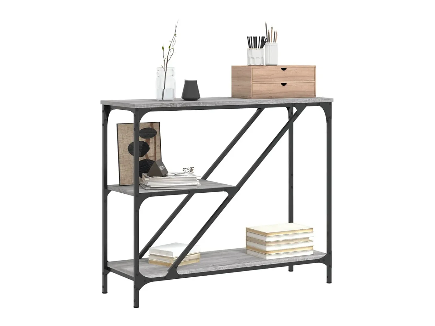 Mesa consola madera de ingeniería gris Sonoma 88,5x30x75 cm ES957341