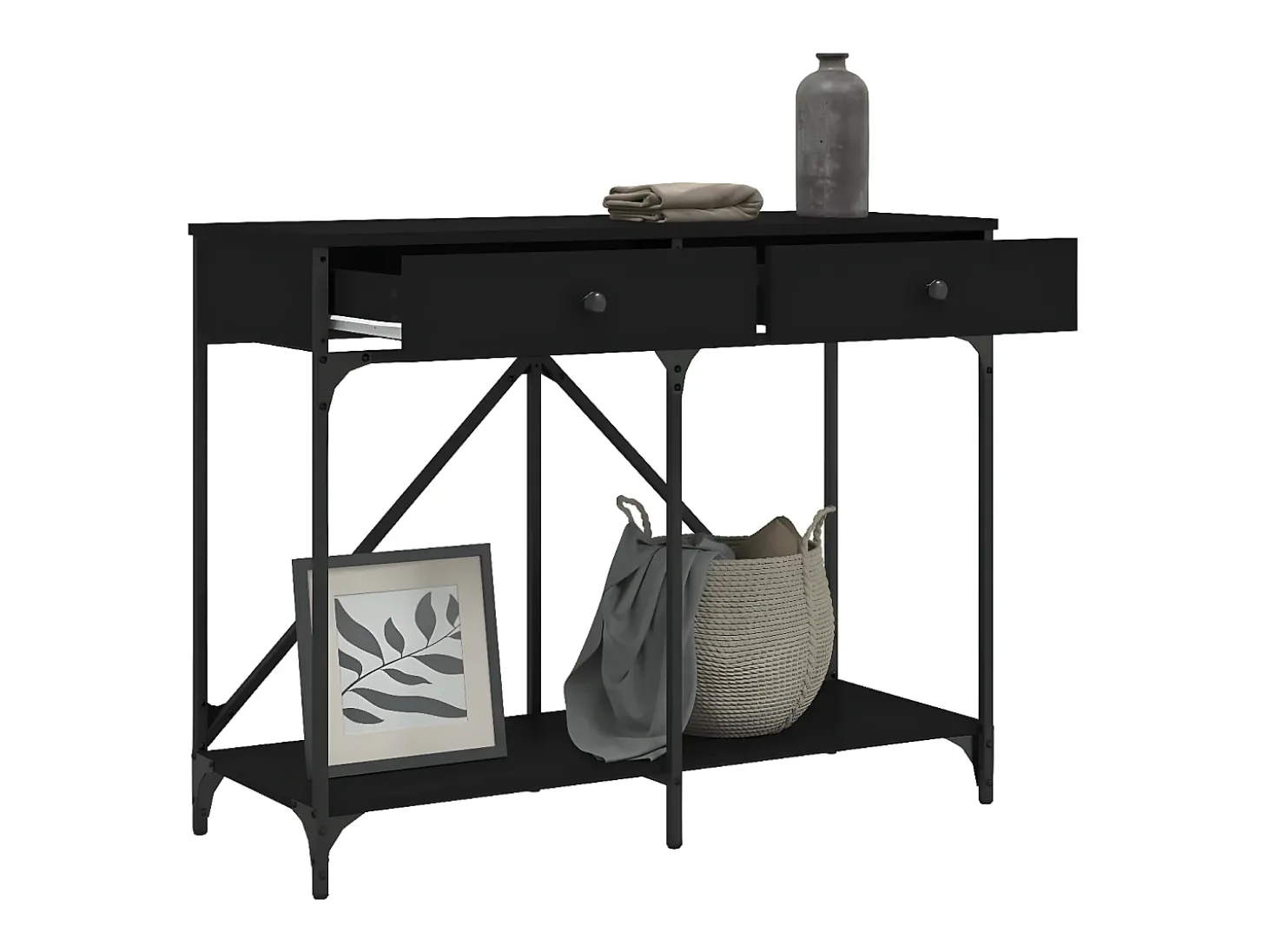 Mesa consola madera de ingeniería negra 100x39x78,5 cm ES503588