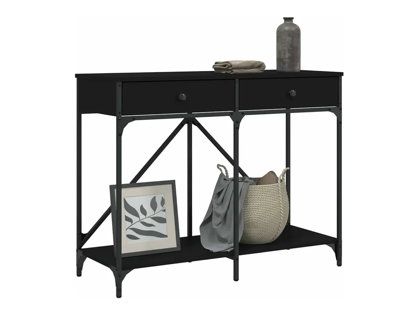 Mesa consola madera de ingeniería negra 100x39x78,5 cm ES503588