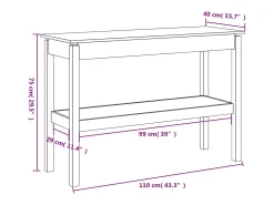 Mesa consola madera maciza de pino 110x40x75 cm