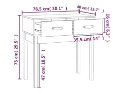 Mesa consola madera maciza de pino 76,5x40x75 cm