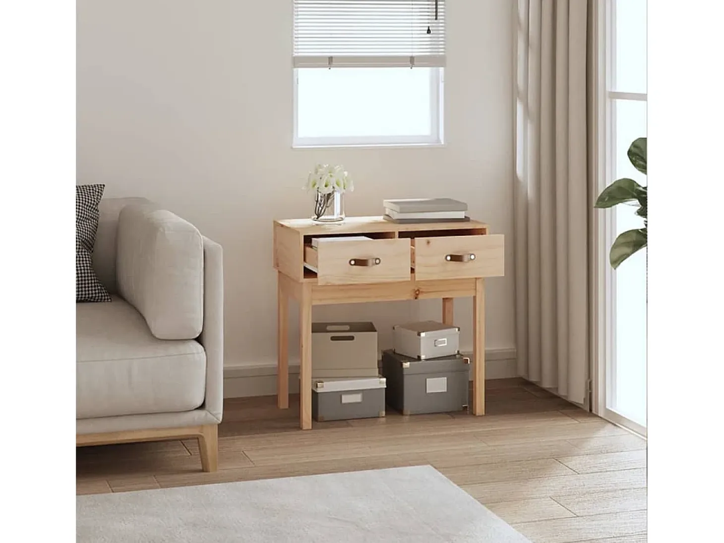Mesa consola madera maciza de pino 76,5x40x75 cm