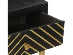 Mesa consola madera maciza de mango negro y dorado 90x30x75cm ES436245