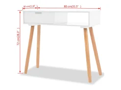 Mesa consola Madera maciza de pino 80 x 30 x 72 cm Blanco