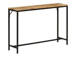 Mesa consola madera maciza mango rugosa y hierro 110x30x75 cm