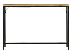 Mesa consola madera maciza mango rugosa y hierro 110x30x75 cm