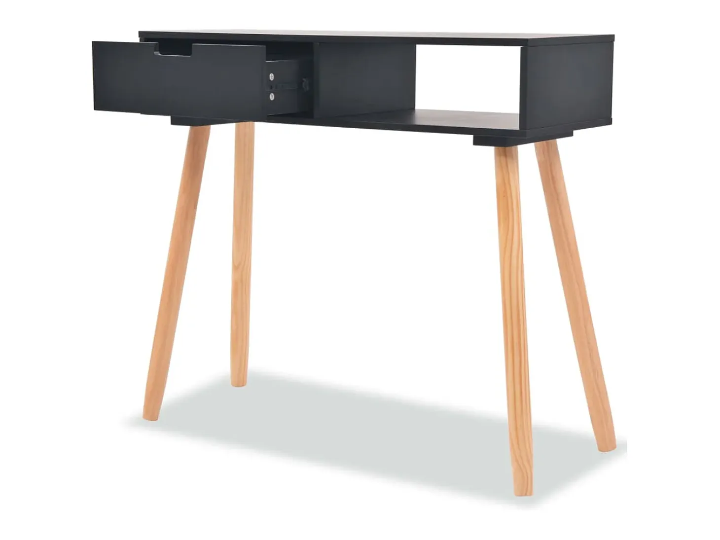 Mesa consola Madera maciza de pino 80 x 30 x 72 cm Negro