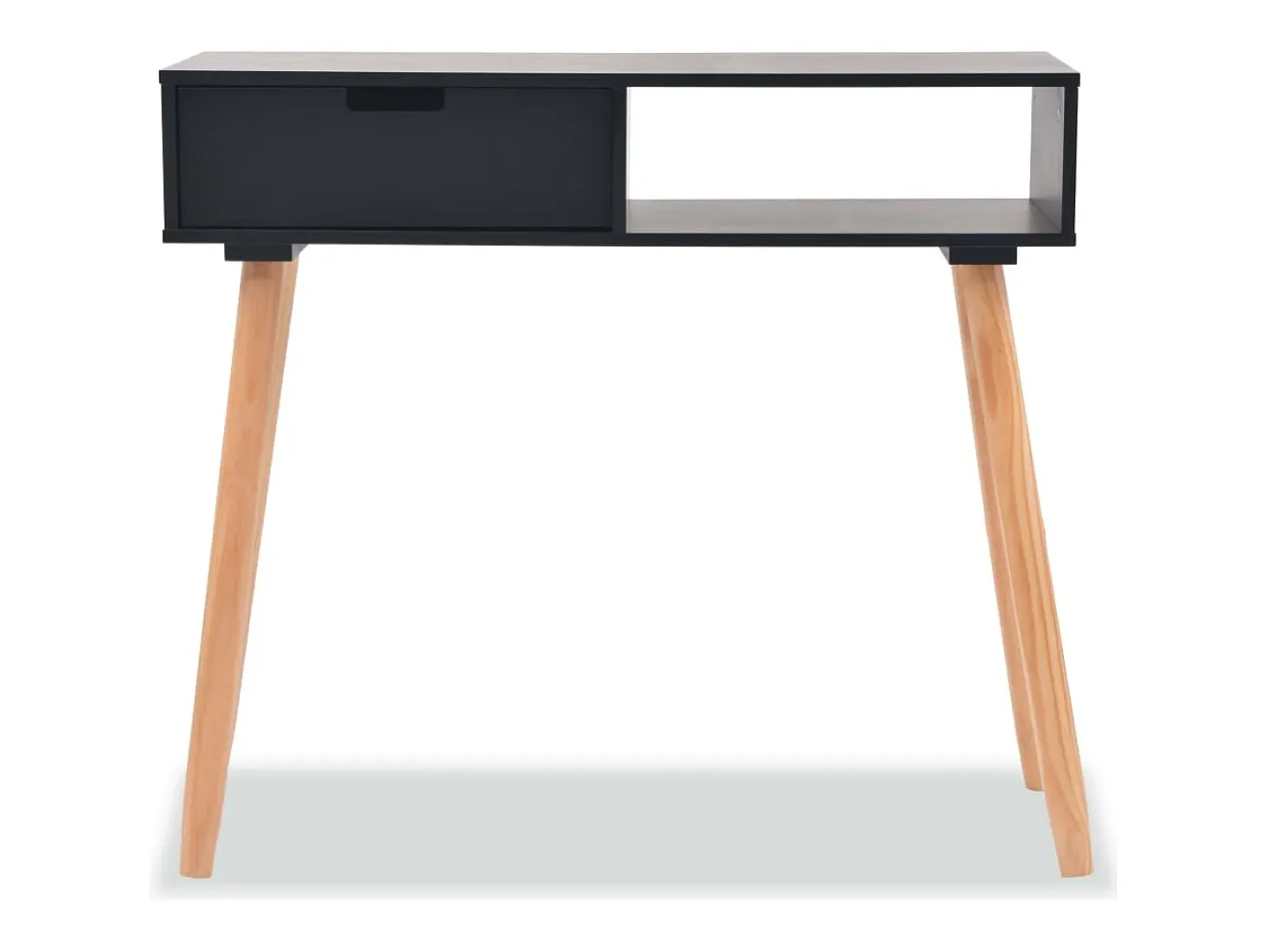 Mesa consola Madera maciza de pino 80 x 30 x 72 cm Negro