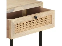 Mesa consola madera maciza de mango y caña natural 100x35x76 cm
