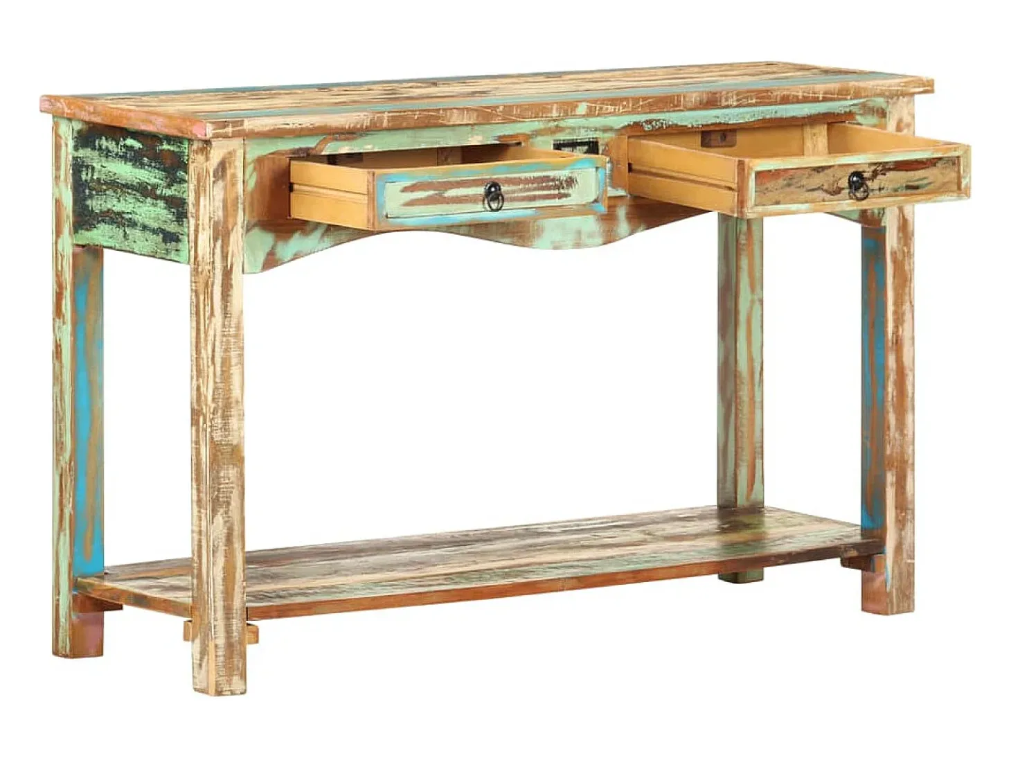 Mesa consola madera maciza reciclada 120x40x75 cm